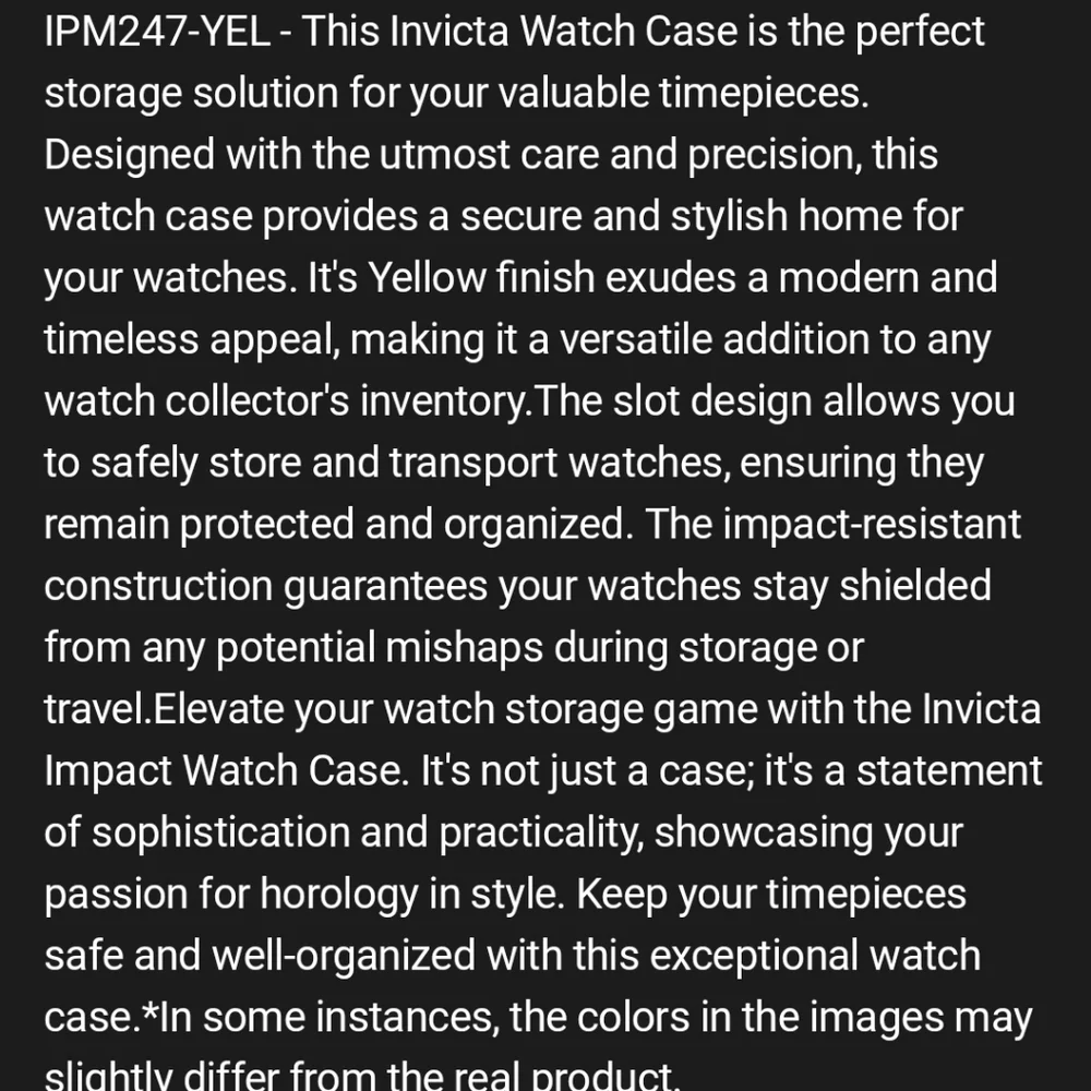 Invicta Bright Yellow Round Travel Watch Case
